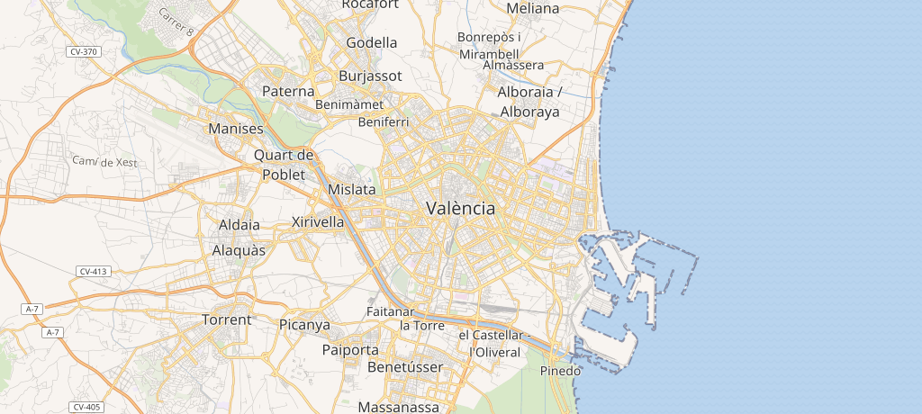 Mapa de la zona de servicio de Olium Recicla en Valencia